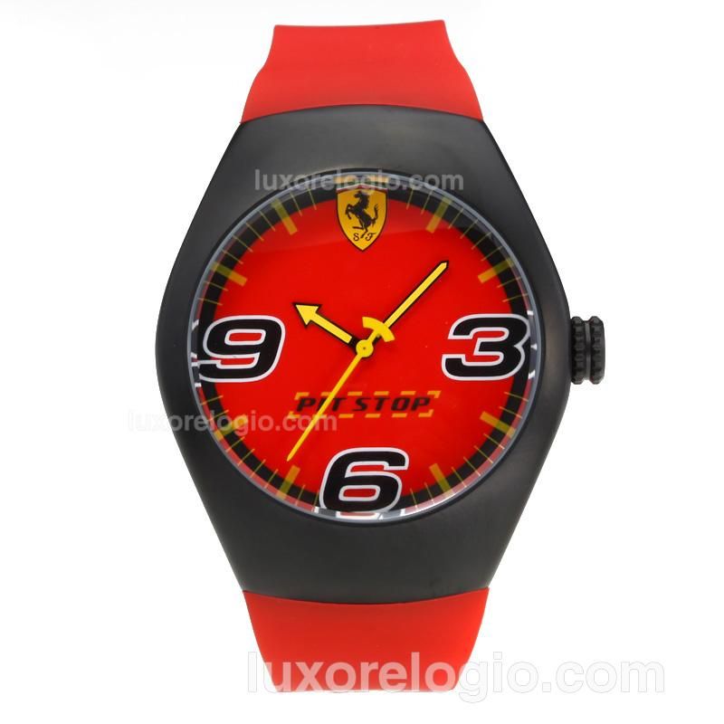 Ferrari PVD Case with Red Dial-Rubber Strap
