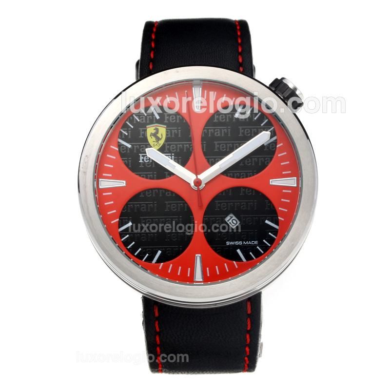 Ferrari with Red Dial-Leather Strap