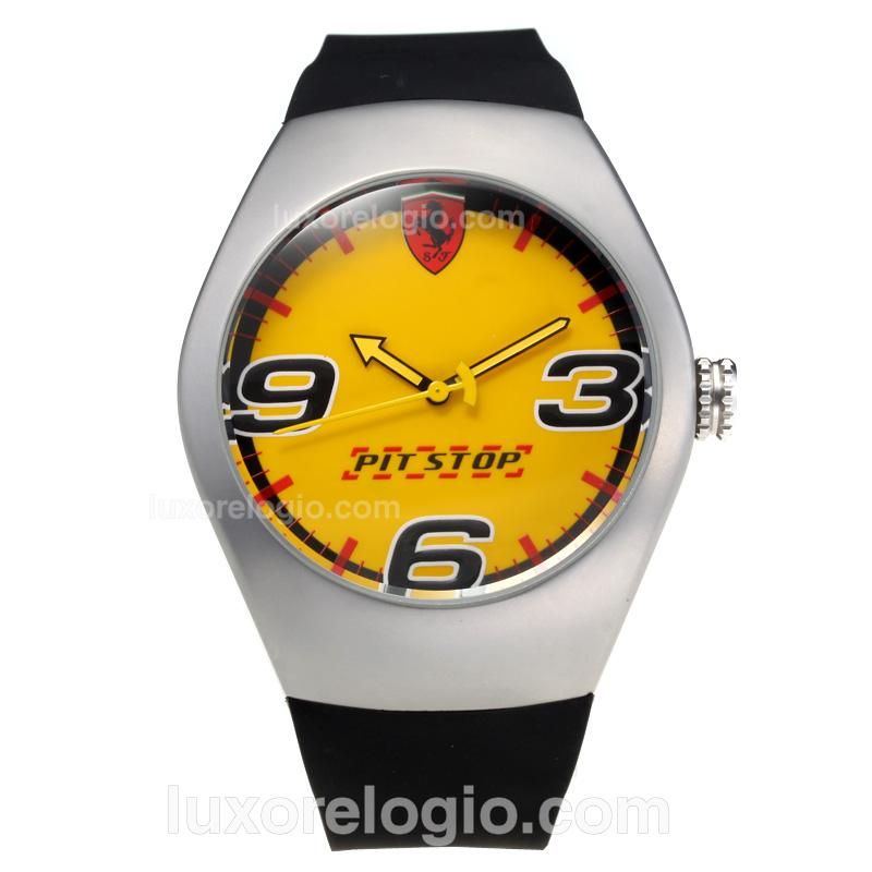 Ferrari with Yellow Dial-Rubber Strap