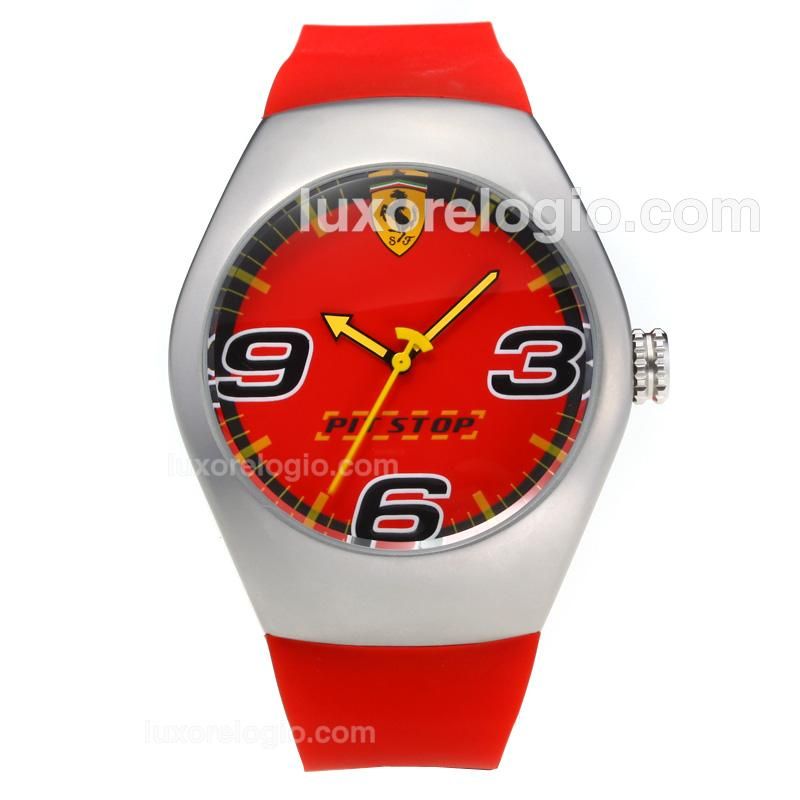 Ferrari with Red Dial-Rubber Strap