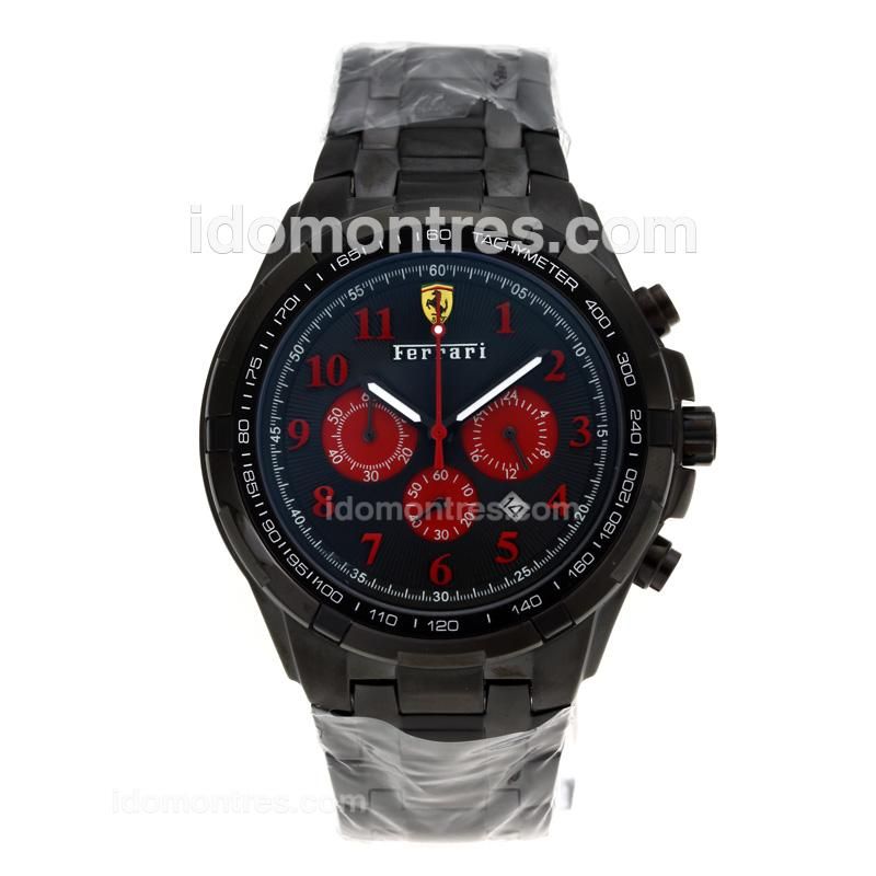 Ferrari Working Chronograph Full PVD Red Number Markers with Black Dial