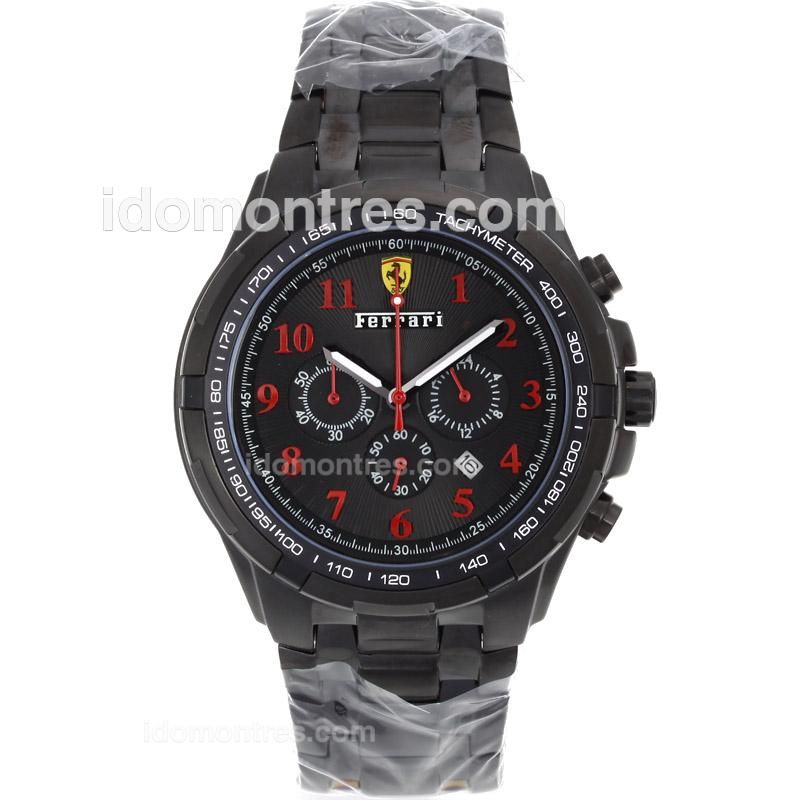 Ferrari Working Chronograph Full PVD Red Number Markers with Black Dial