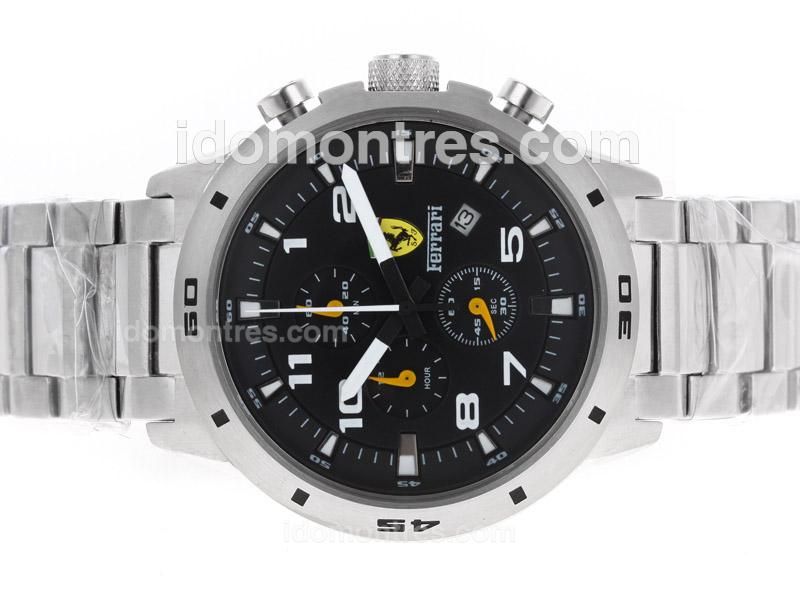 Ferrari Working Chronograph Number Markers with Black Dial S/S