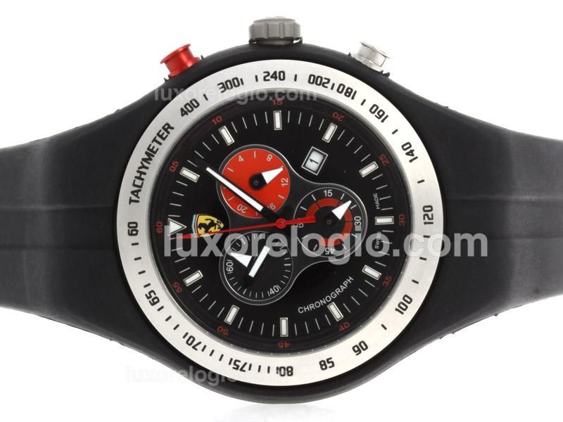 Ferrari Working Chronograph PVD Case with Black Dial and Rubber Strap