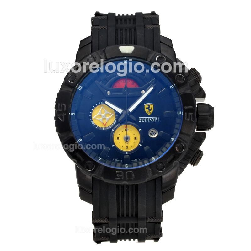 Ferrari Working Chronograph PVD Case with Black Dial-Rubber Strap