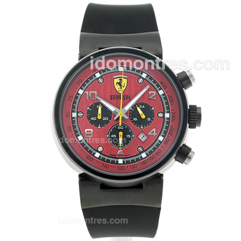 Ferrari Working Chronograph PVD Case with Red Dial-Rubber Strap