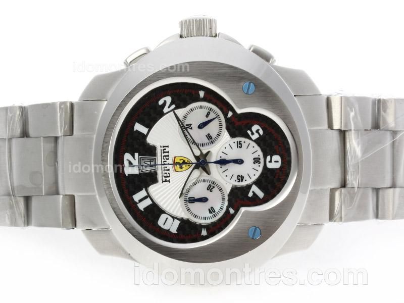 Ferrari Working Chronograph with Black Carbon Fibre Style Dial-Number Markers S/S