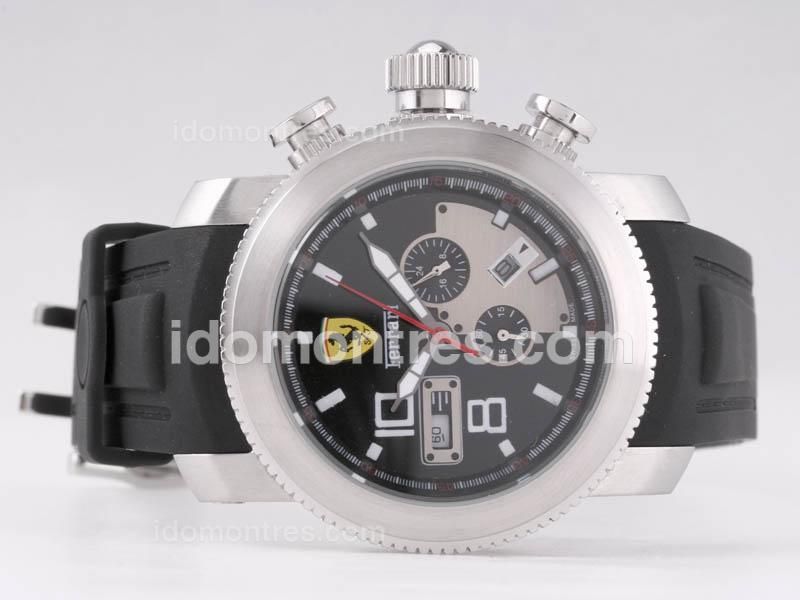 Ferrari Working Chronograph with Black Dial-Rubber Strap