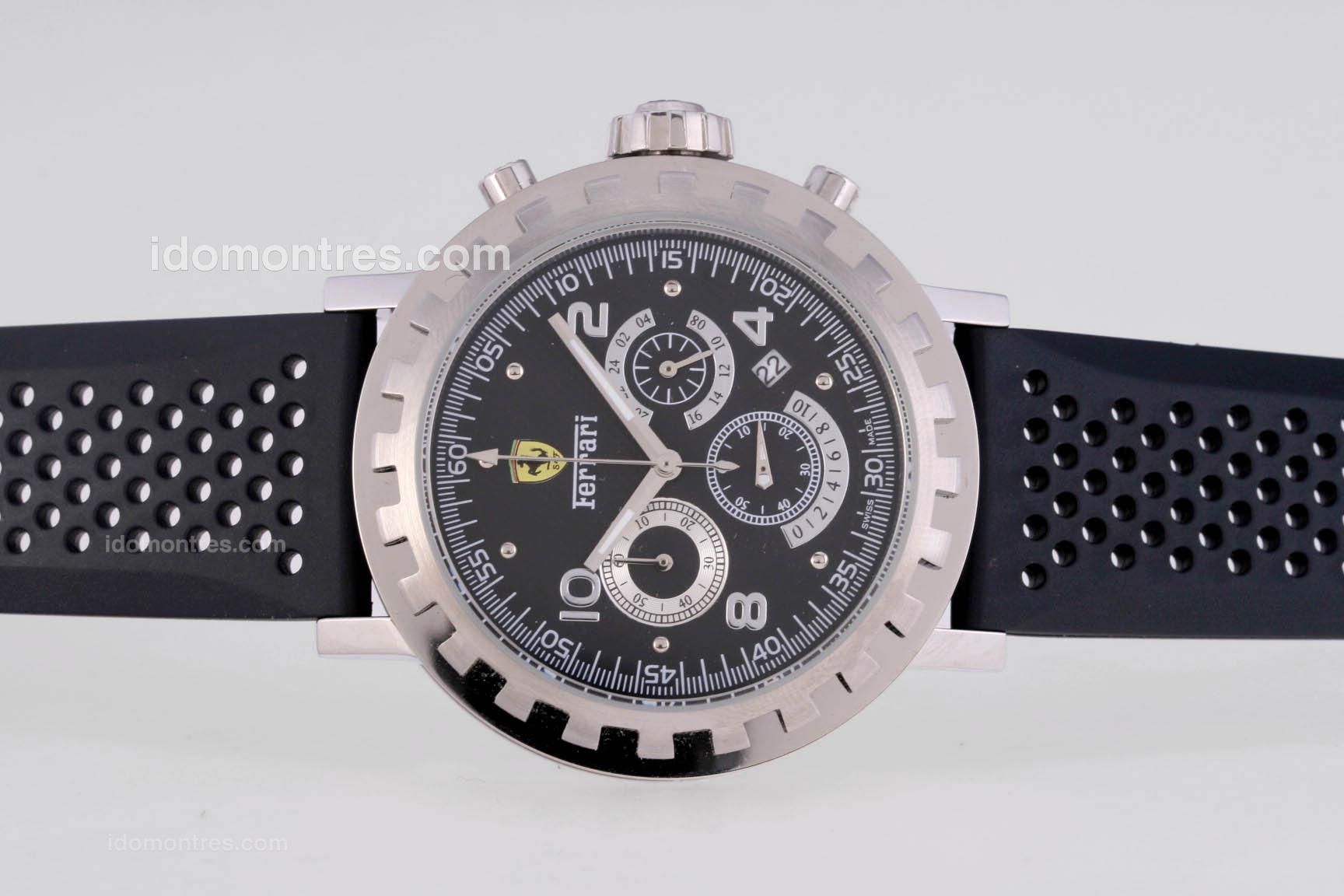 Ferrari Working Chronograph with Black Dial-Rubber Strap