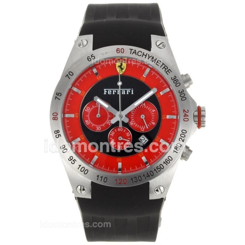 Ferrari Working Chronograph with Black/Red Dial-Rubber Strap