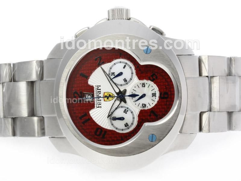 Ferrari Working Chronograph with Red Carbon Fibre Style Dial-Number Markers S/S