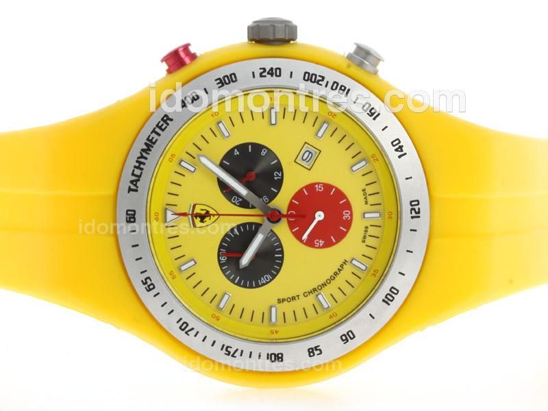 Ferrari Working Chronograph with Yellow Dial and Rubber Strap