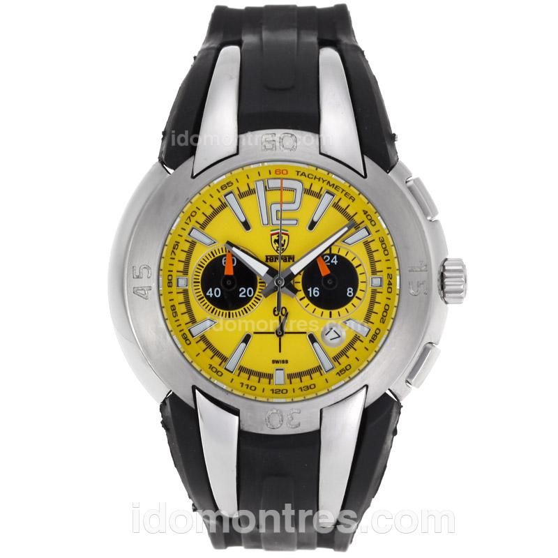 Ferrari Working Chronograph with Yellow Dial-Rubber Strap