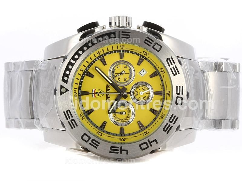 Ferrari Working Chronograph with Yellow Dial S/S