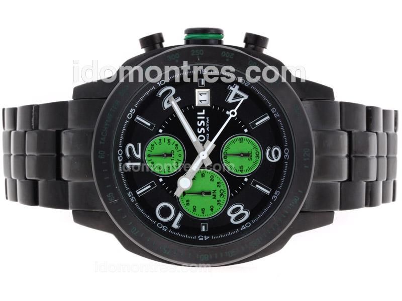 Fossil Sport Working Chronograph Full PVD with Green Sub Dials