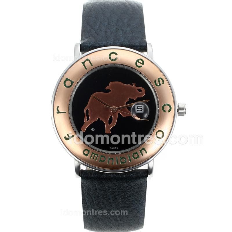 Francesco Amphibian Two Tone with Black Dial-Leather Strap