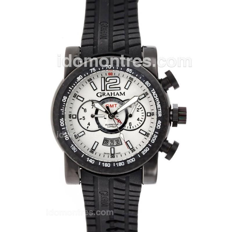 Graham Chronofighter Oversize Automatic PVD Case with White Dial-Rubber Strap