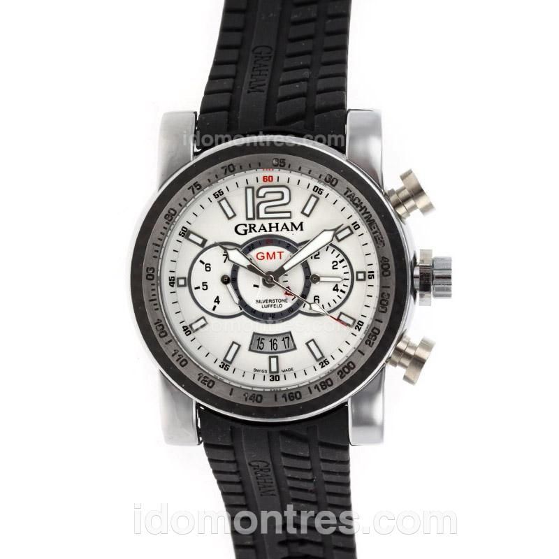 Graham Chronofighter Oversize Automatic with White Dial-Rubber Strap