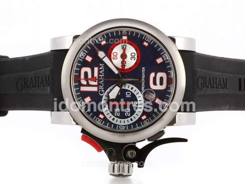 Graham Chronofighter Oversize Chronograph Swiss Valjoux 7750 Movement with Blue Dial-NEW