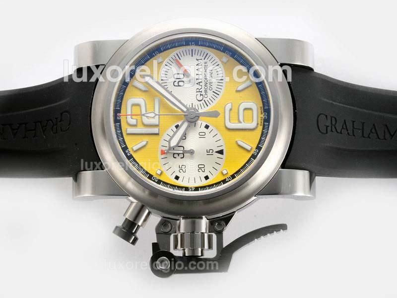 Graham Chronofighter Oversize Chronograph Swiss Valjoux 7750 Movement with Yellow Dial