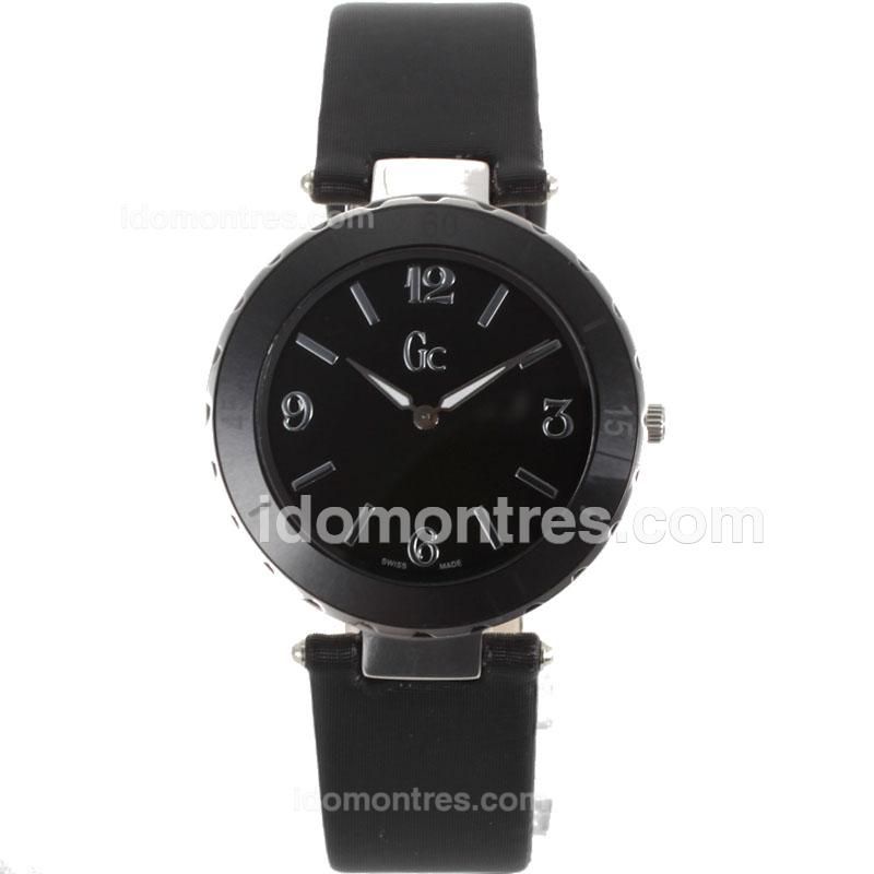 Guess Classic Black Bezel with Black Dial-Black Leather Strap