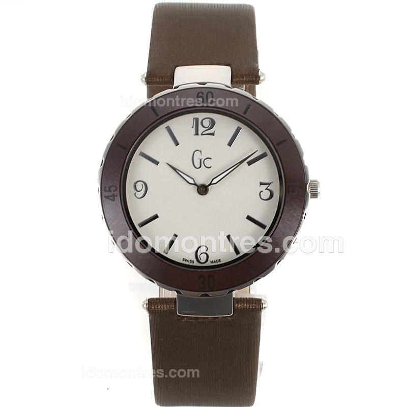 Guess Classic Brown Bezel with White Dial-Brown Leather Strap