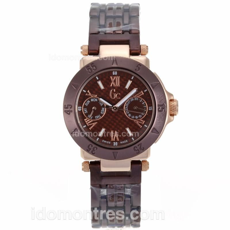 Guess Classic Chronograph Rose Gold Case With Brown Dial