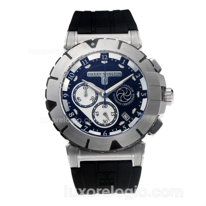 Harry Winston Ocean Diver Working Chronograph with Black Dial-Rubber Strap
