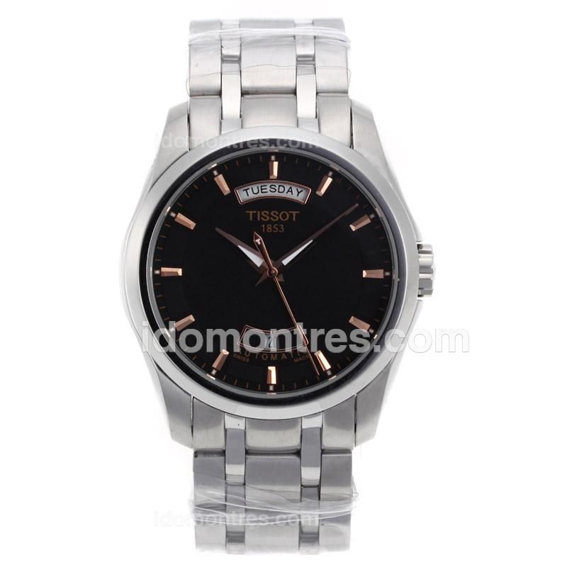 Tissot Classic Day-Date Automatic Rose Gold Markers with Black Dial S/S