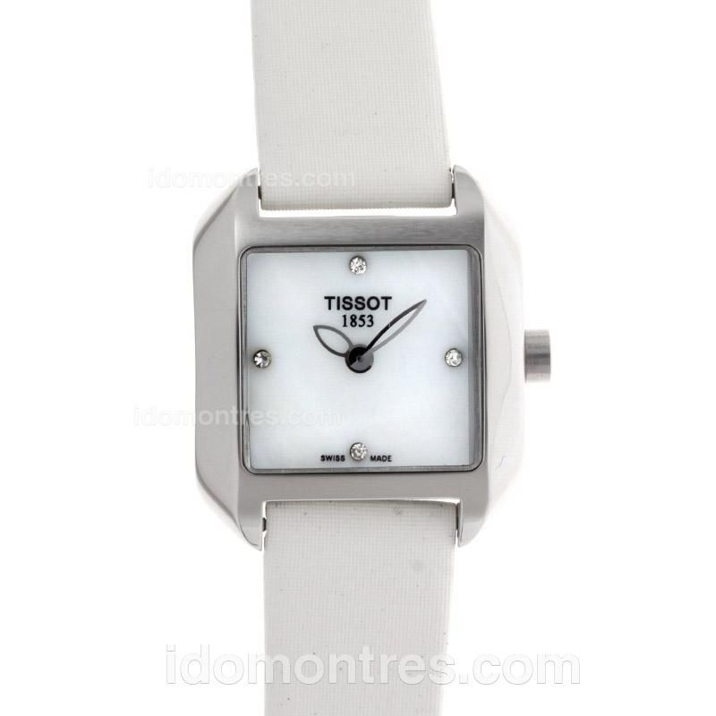 Tissot Classic Diamond Markers MOP Dial with Leather Strap-Lady Size