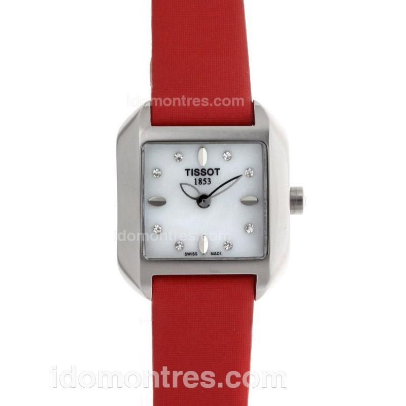Tissot Classic Diamond/Stick Markers MOP Dial with Leather Strap-Lady Size