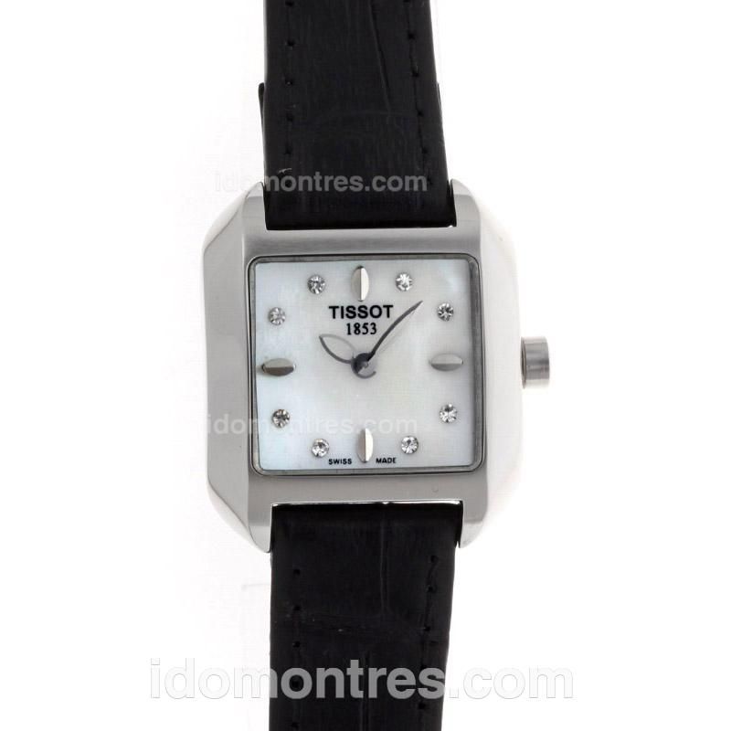 Tissot Classic Diamond/Stick Markers MOP Dial with Leather Strap-Lady Size