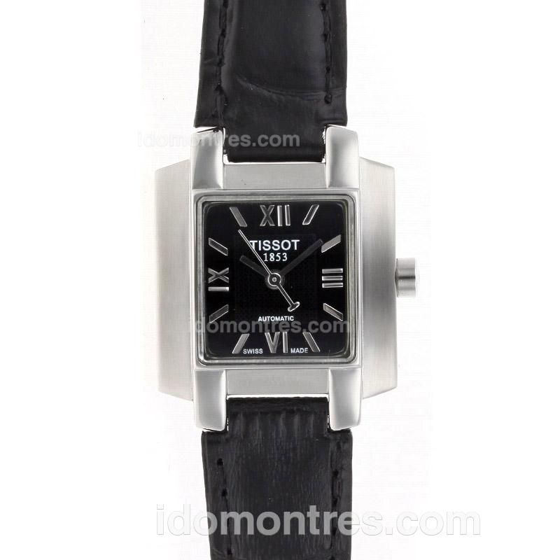 Tissot Classic Roman Markers Black Dial with Leather Strap-Lady Size