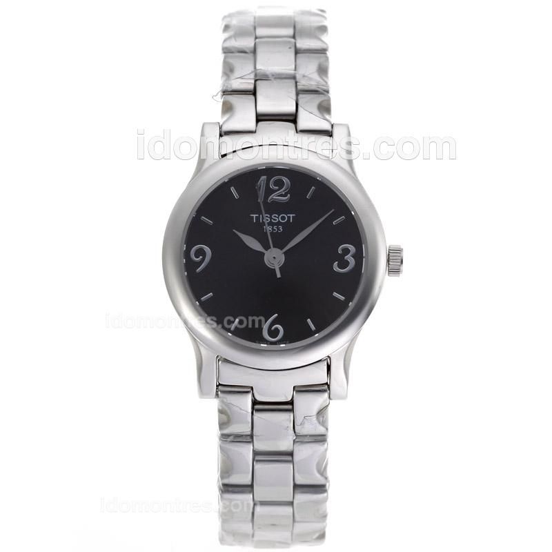 Tissot Classic Silver Case with Black Dial S/S-Lady Size