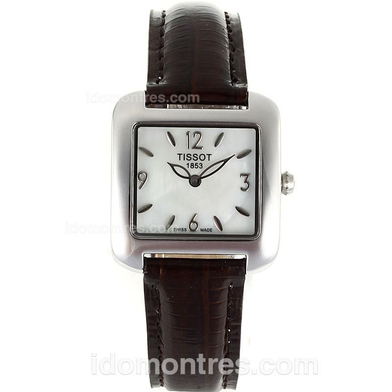 Tissot Classic Stick Markers With White MOP Dial-Leather Strap
