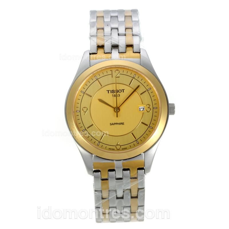 Tissot Classic T-one Collection Two Tone with Golden Dial-Sapphire Glass
