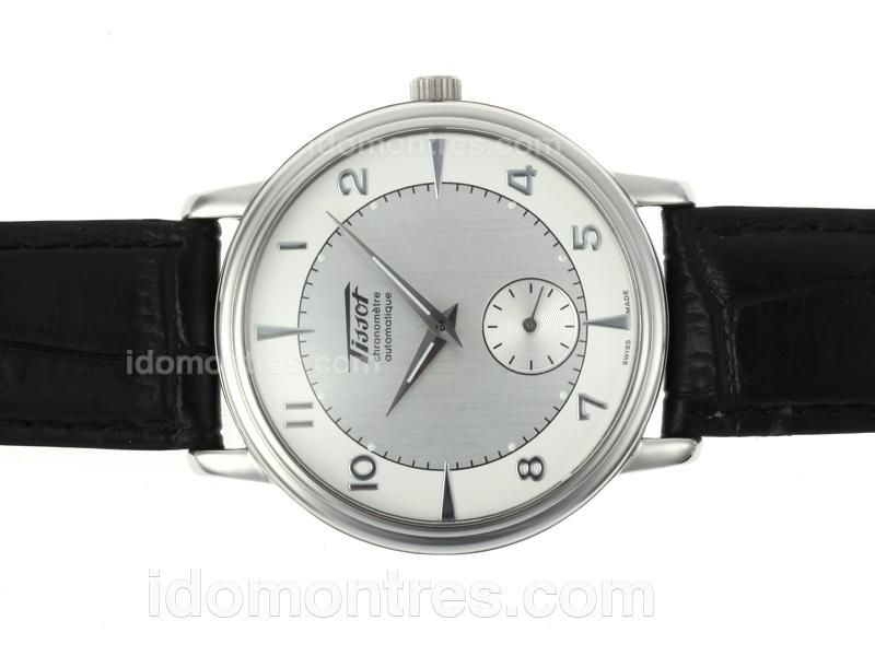 Tissot Classic with Silver Dial-Leather Strap