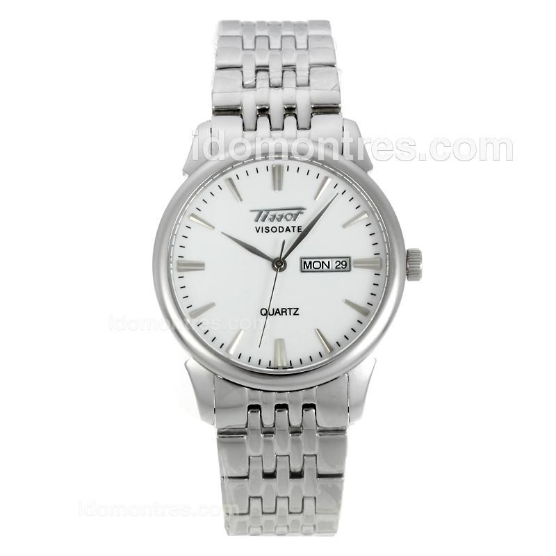 Tissot Heritage Visodate Stick Markers with White Dial S/S-Sapphire Glass