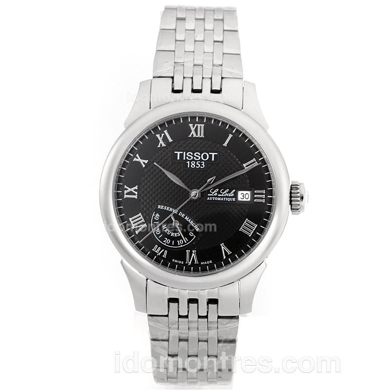 Tissot Le Locle Working Power Reserve Automatic Roman Markers with Black Dial S/S