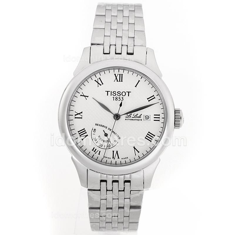 Tissot Le Locle Working Power Reserve Automatic Roman Markers with White Dial S/S