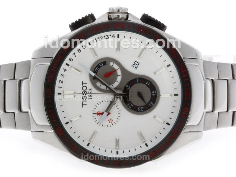 Tissot Michael Owen PRC200 Working Chronograph PVD Bezel with White Dial S/S