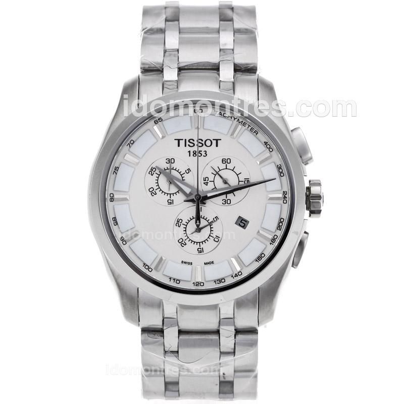 Tissot PRC200 Working Chronograph Stick Markers with White Dial S/S