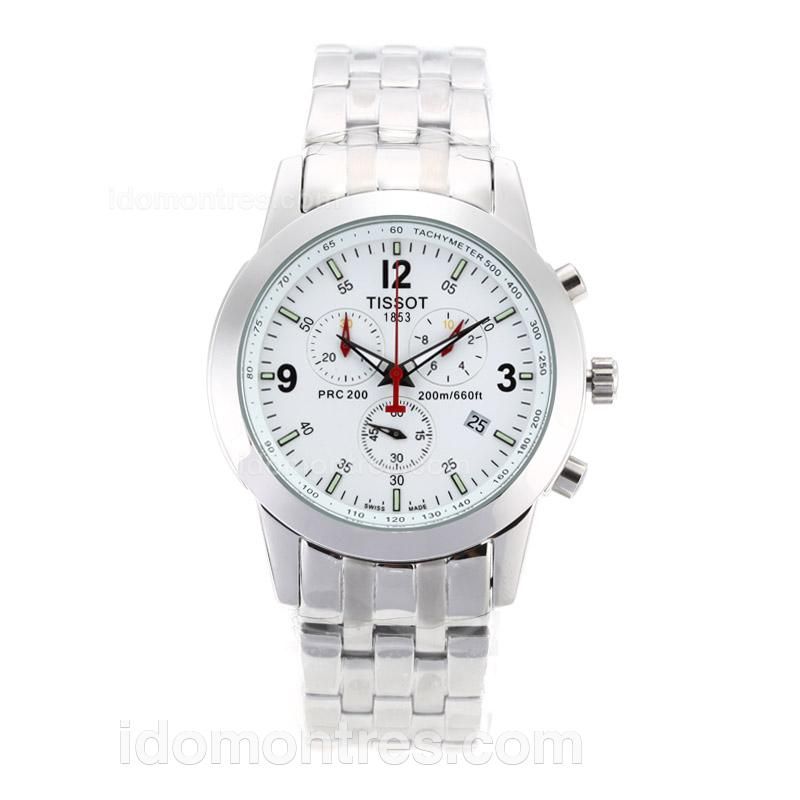 Tissot PRC200 Working Chronograph with White Dial S/S