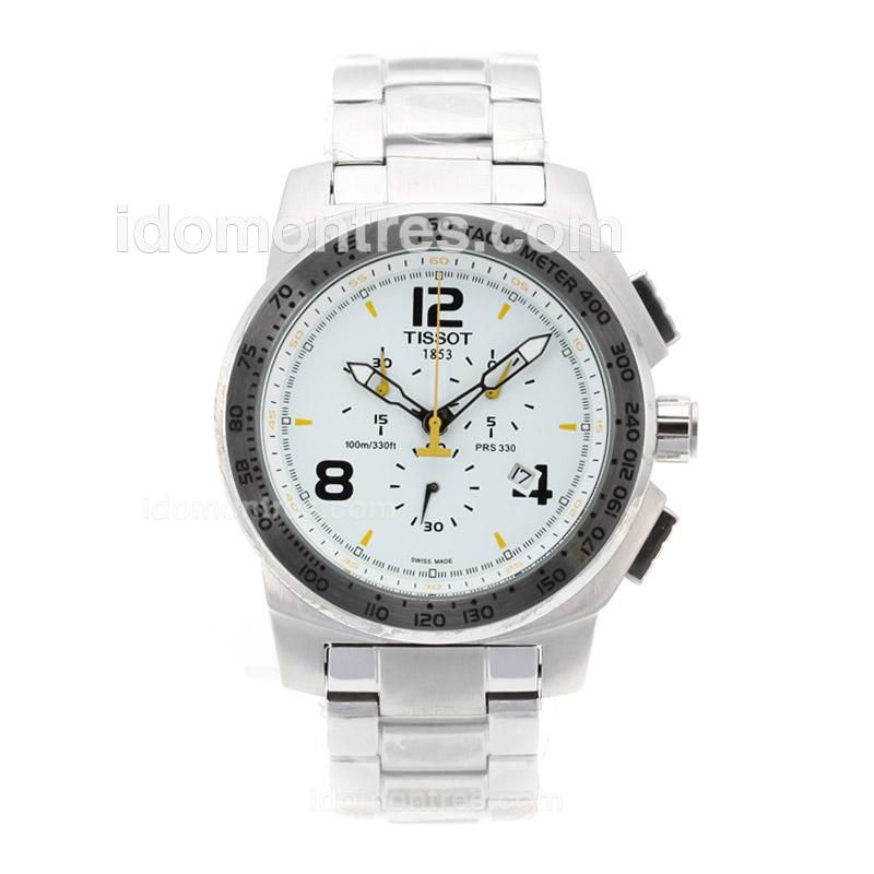 Tissot PRS330 Working Chronograph with White Dial S/S