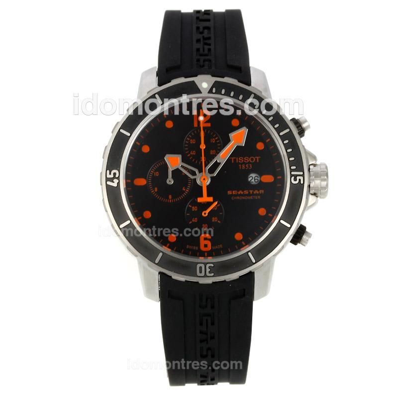Tissot Seastar Working Chronograph with Black Dial-Orange Markers