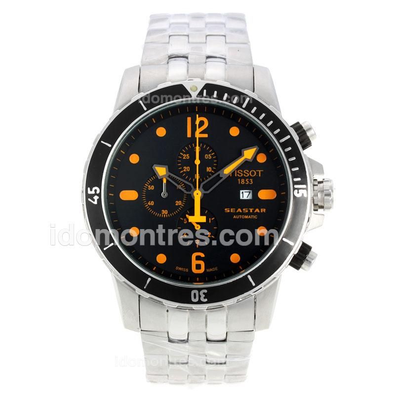 Tissot Seastar Working Chronograph with Black Dial S/S-Orange Markers