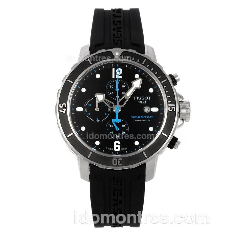 Tissot Seastar Working Chronograph with Black Dial-White Markers