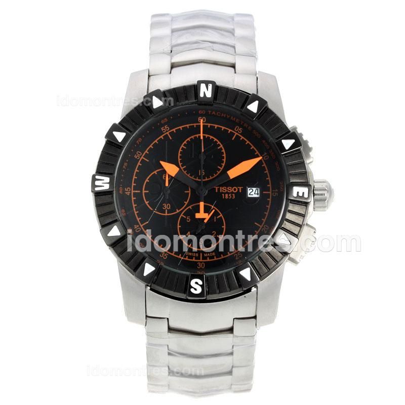 Tissot Sport Working Chronograph with Black Dial S/S-Orange Markers