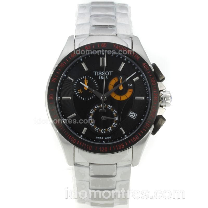 Tissot Sport Working Chronograph with Black Dial S/S-Silver Marking