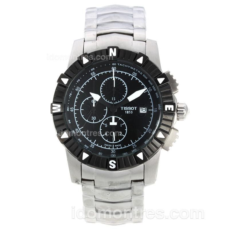 Tissot Sport Working Chronograph with Black Dial S/S-White Markers